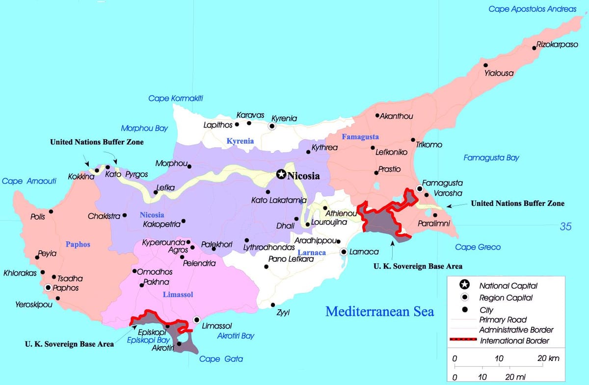 Mapa de ciudades de Chipre