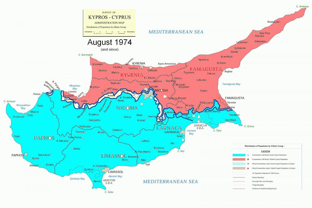 Mapa de la división de Chipre