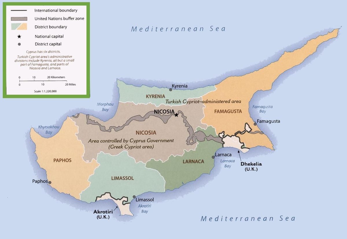 Mapa de Chipre frontera
