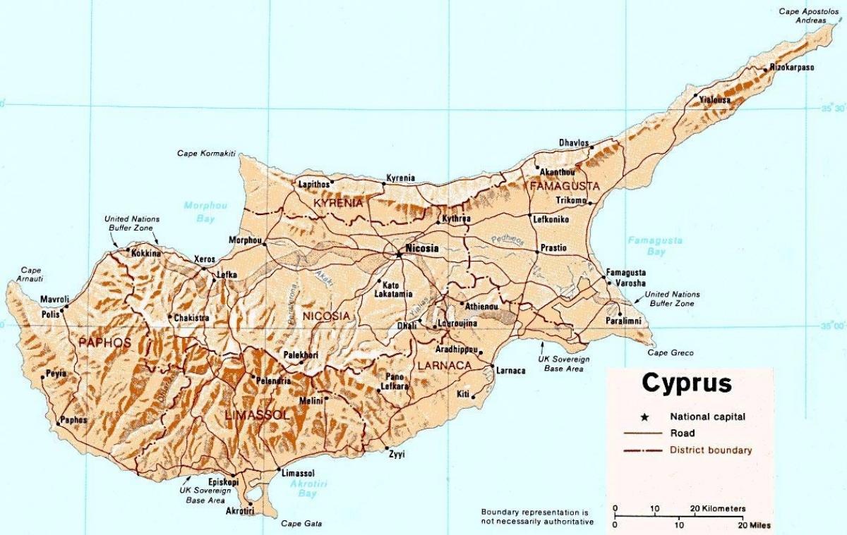 Chipre mapa de ruta en línea