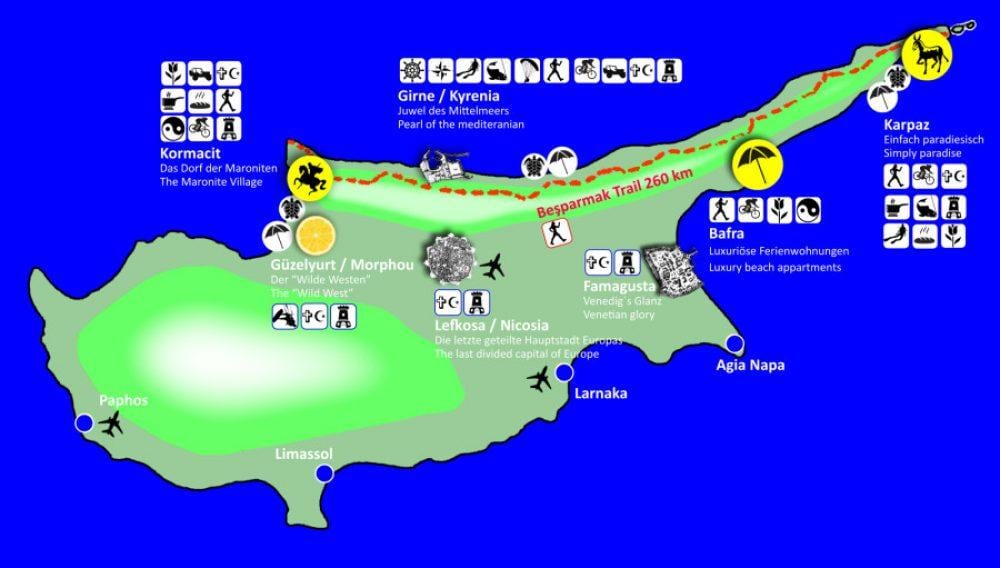 Chipre rutas de senderismo mapa