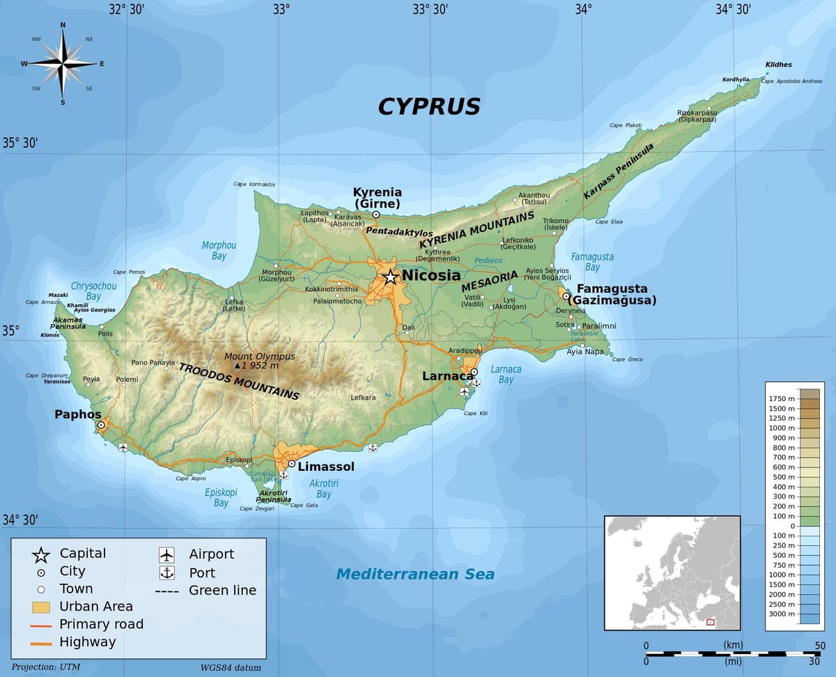 Chipre geografía mapa