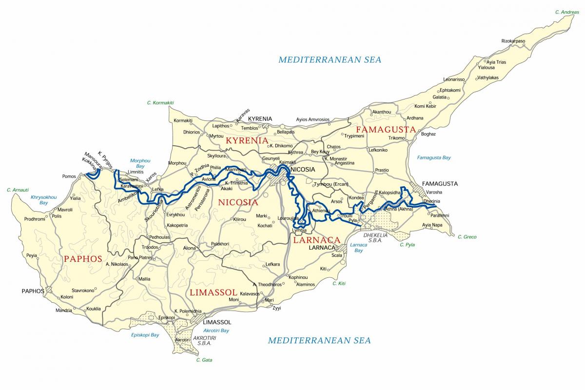 Mapa de Chipre sin conexión