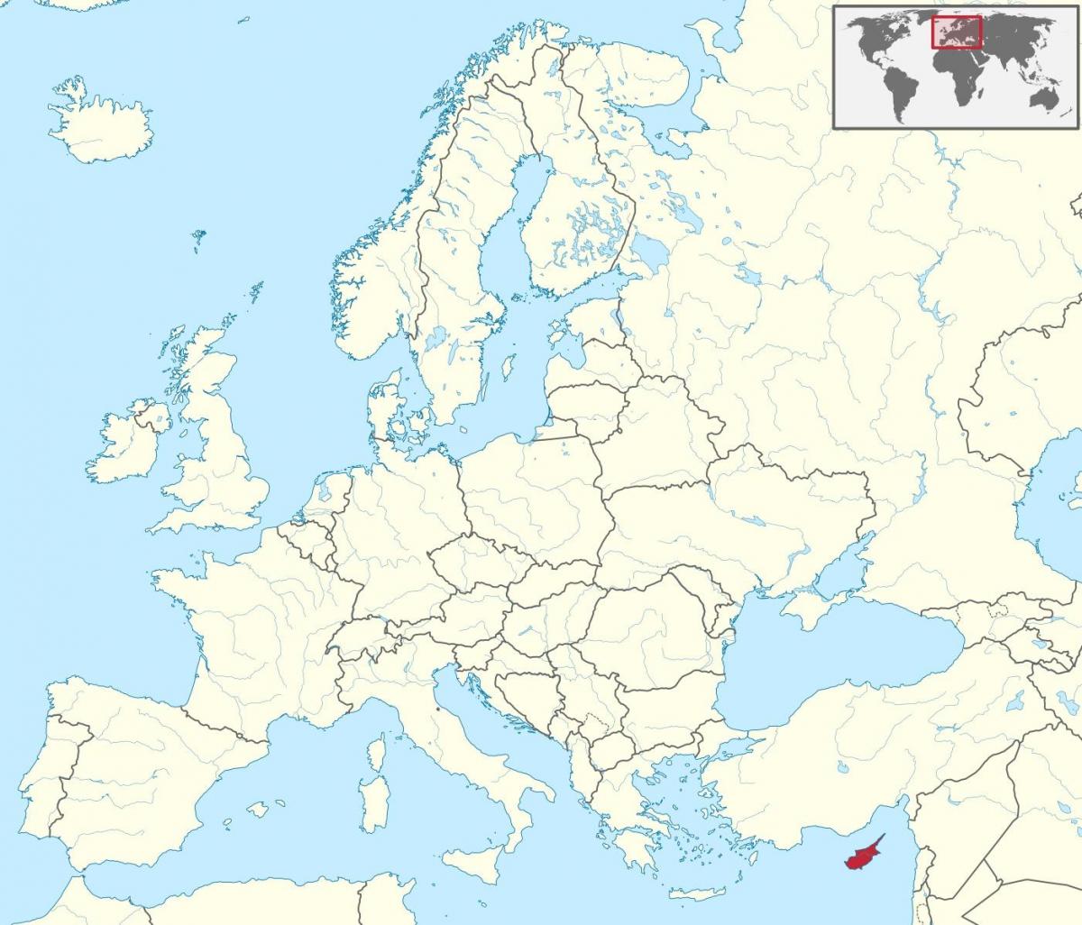 mapa del mundo que muestra Chipre