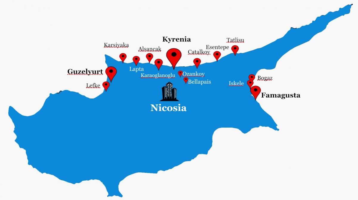 el norte de Chipre mapa de carreteras