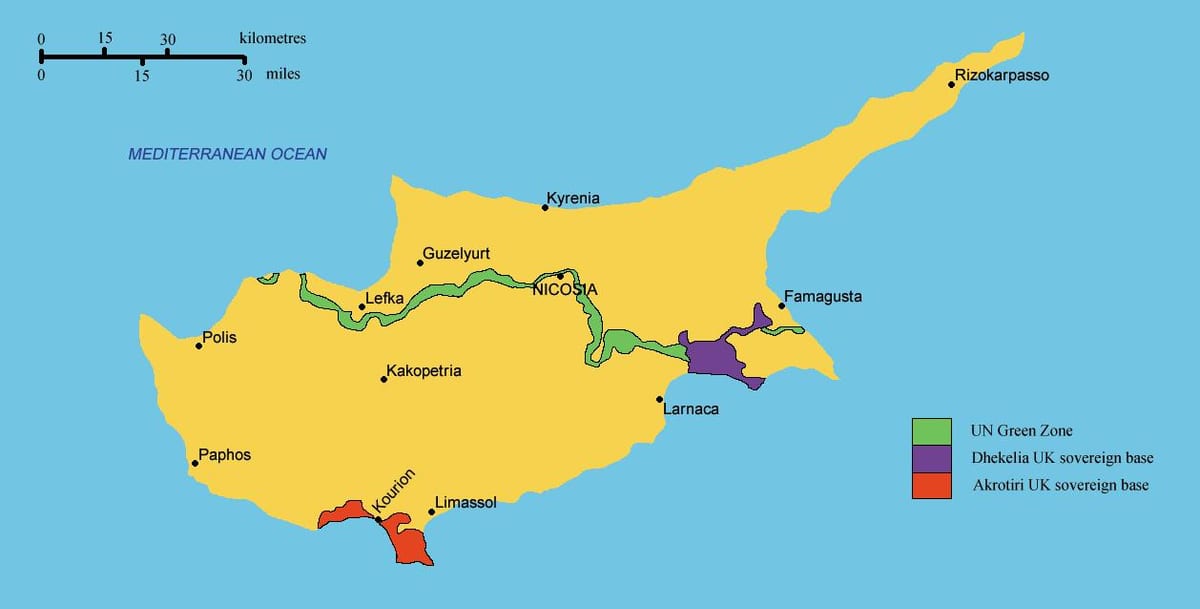 mapa del sur de Chipre