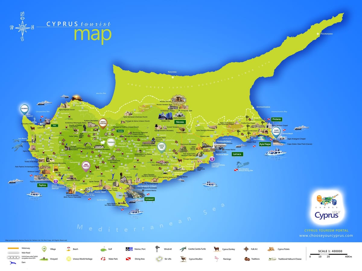 Mapa de la playa de lara Chipre