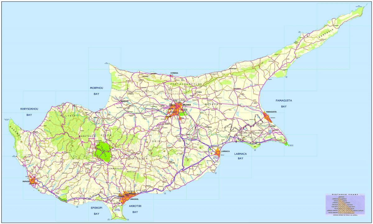 Mapa de las mejores playas de Chipre