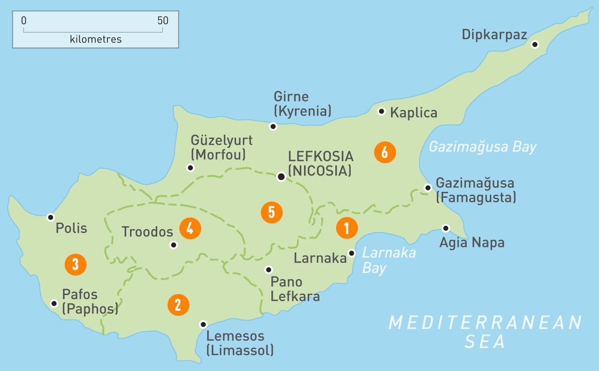 mapa de Chipre y sus alrededores