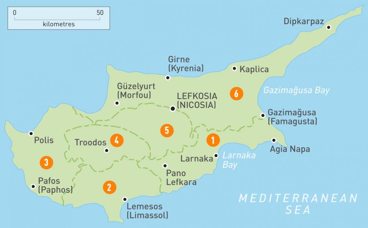 mapa de Chipre y sus alrededores