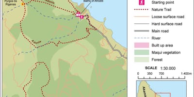 Mapa de afrodita sendero de Chipre 