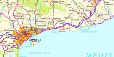 Chipre campos de golf mapa
