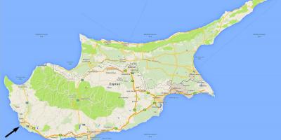 Mapa de Chipre mostrando los aeropuertos