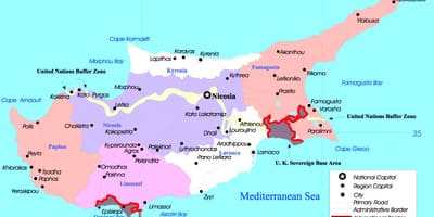 Mapa de ciudades de Chipre