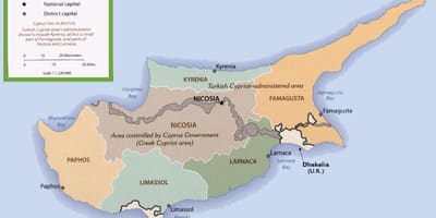 Mapa de Chipre frontera