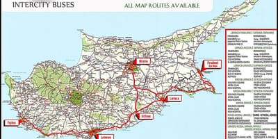 Chipre mapa de ruta de autobús