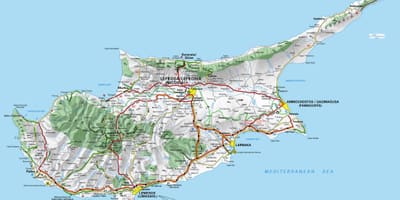 Mapa de Chipre puntos de cruce de frontera