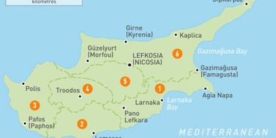 Mapa de Chipre regiones 