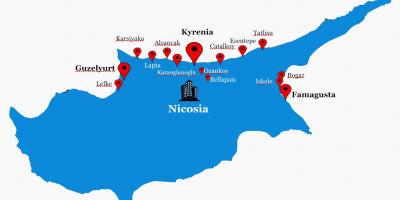 El norte de Chipre mapa de carreteras