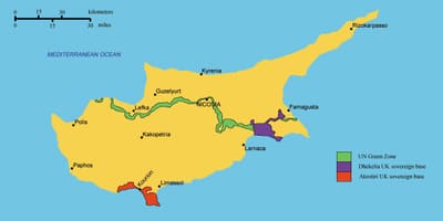 Mapa del sur de Chipre