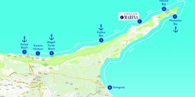 Mapa de la playa de la tortuga Chipre
