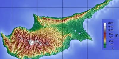 Mapa de montañas de Chipre